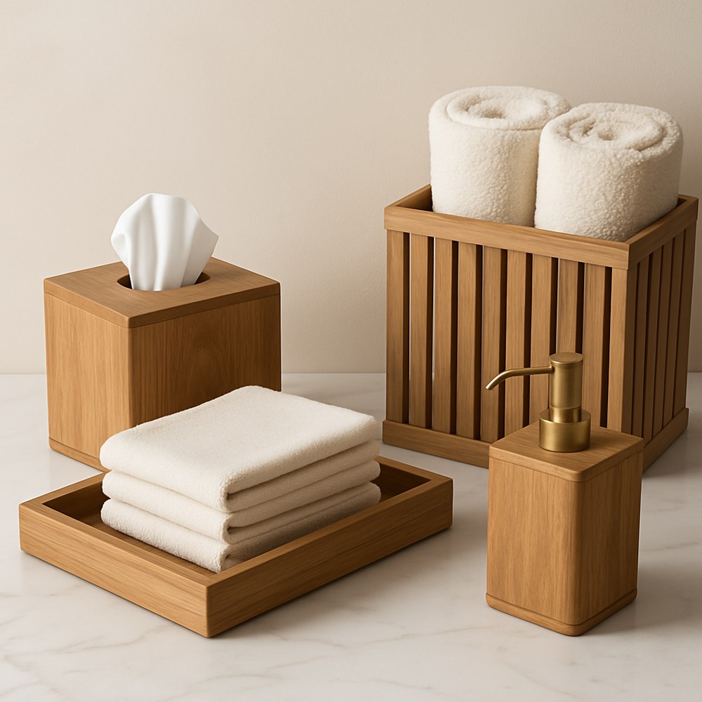 Bed & Bath — Teak Bath Accessory Set