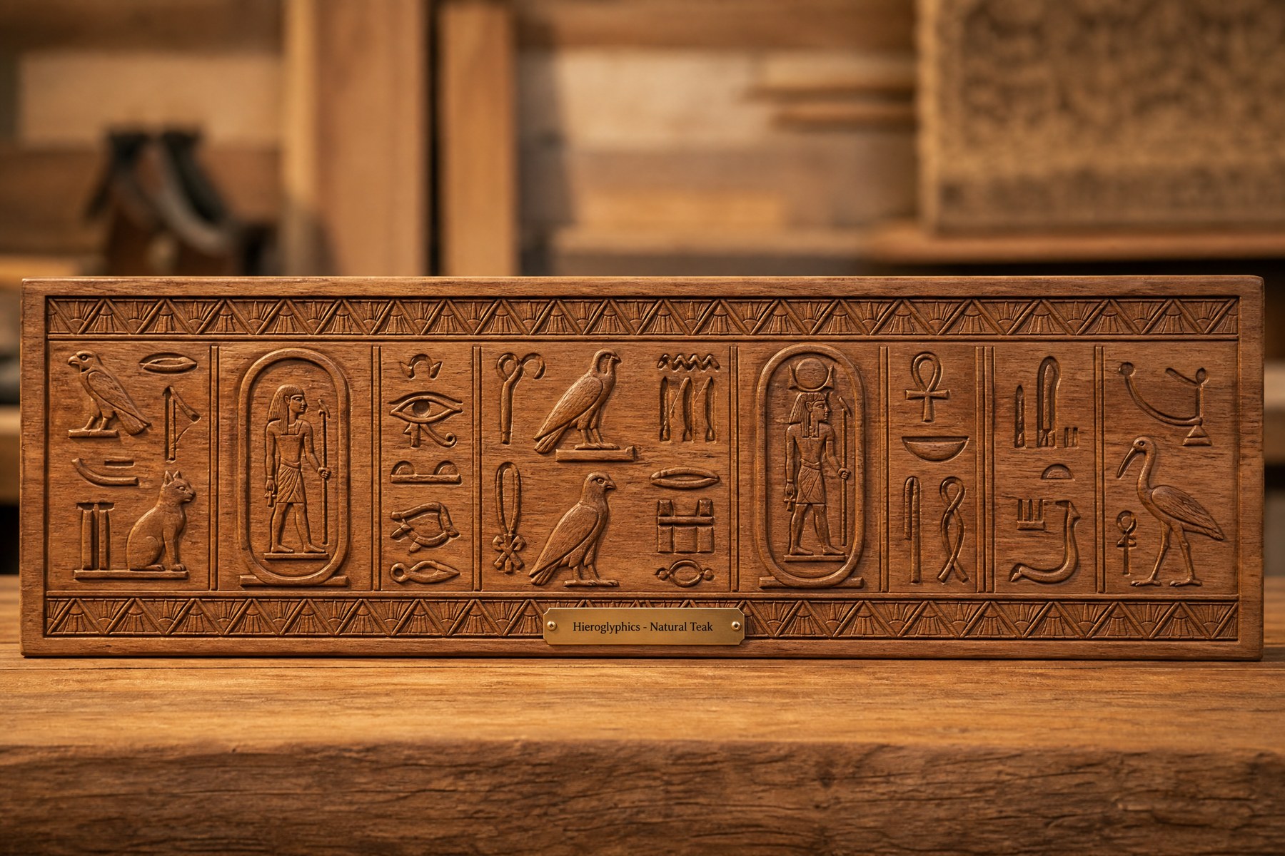 Decor — Carved Wood Hieroglyphic Panel