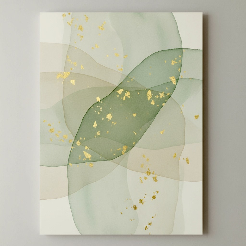 Decor — Gilded Green Abstract Art
