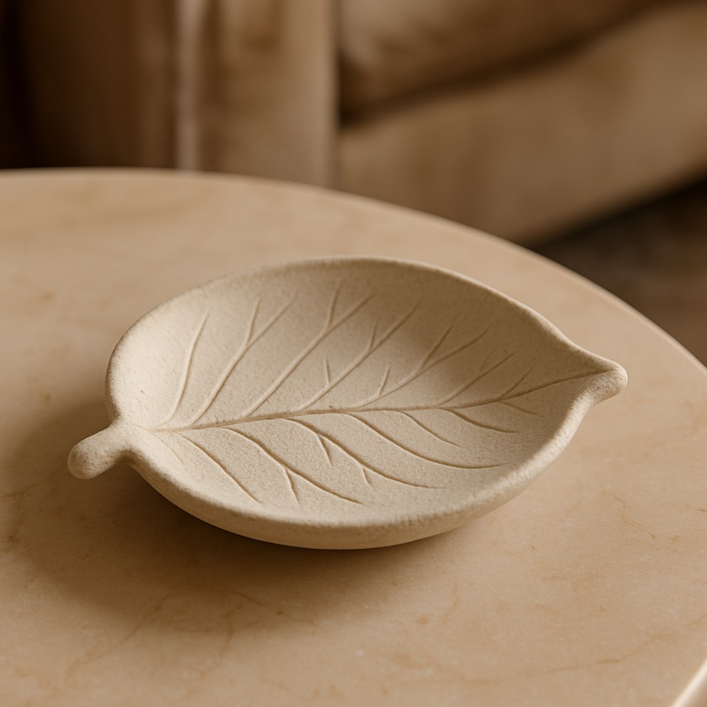 Decor — Carved Stone Leaf Dish