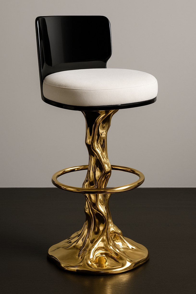 Furniture — Sculptural Gold Bar Stool