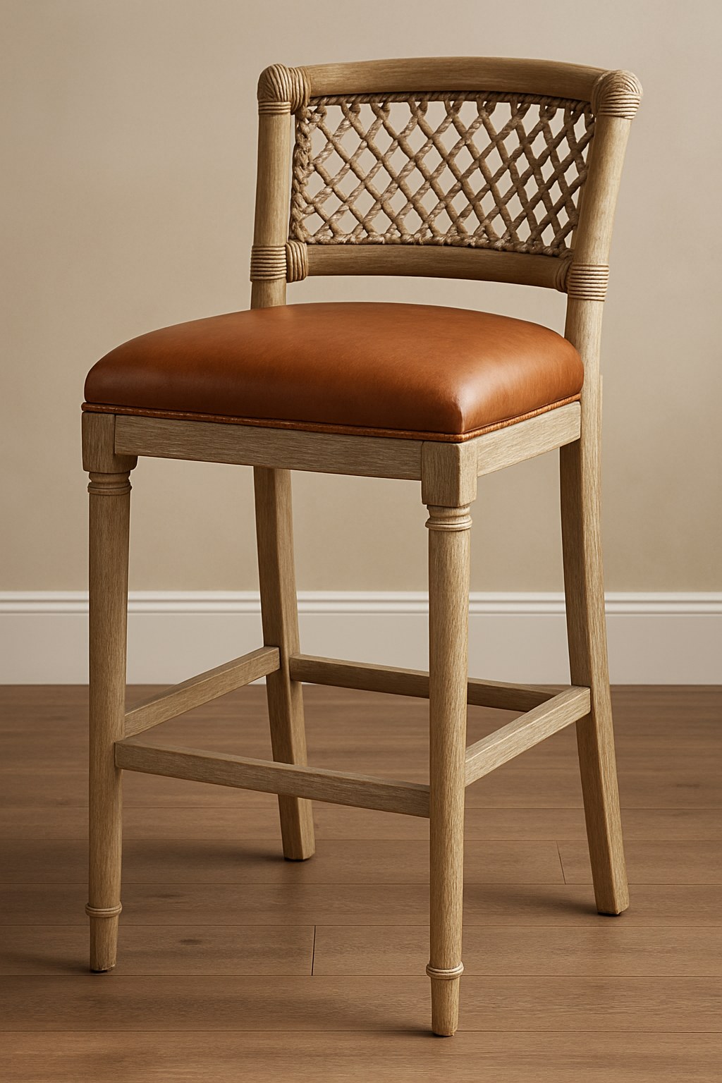 Furniture — Woven Back Leather Barstool