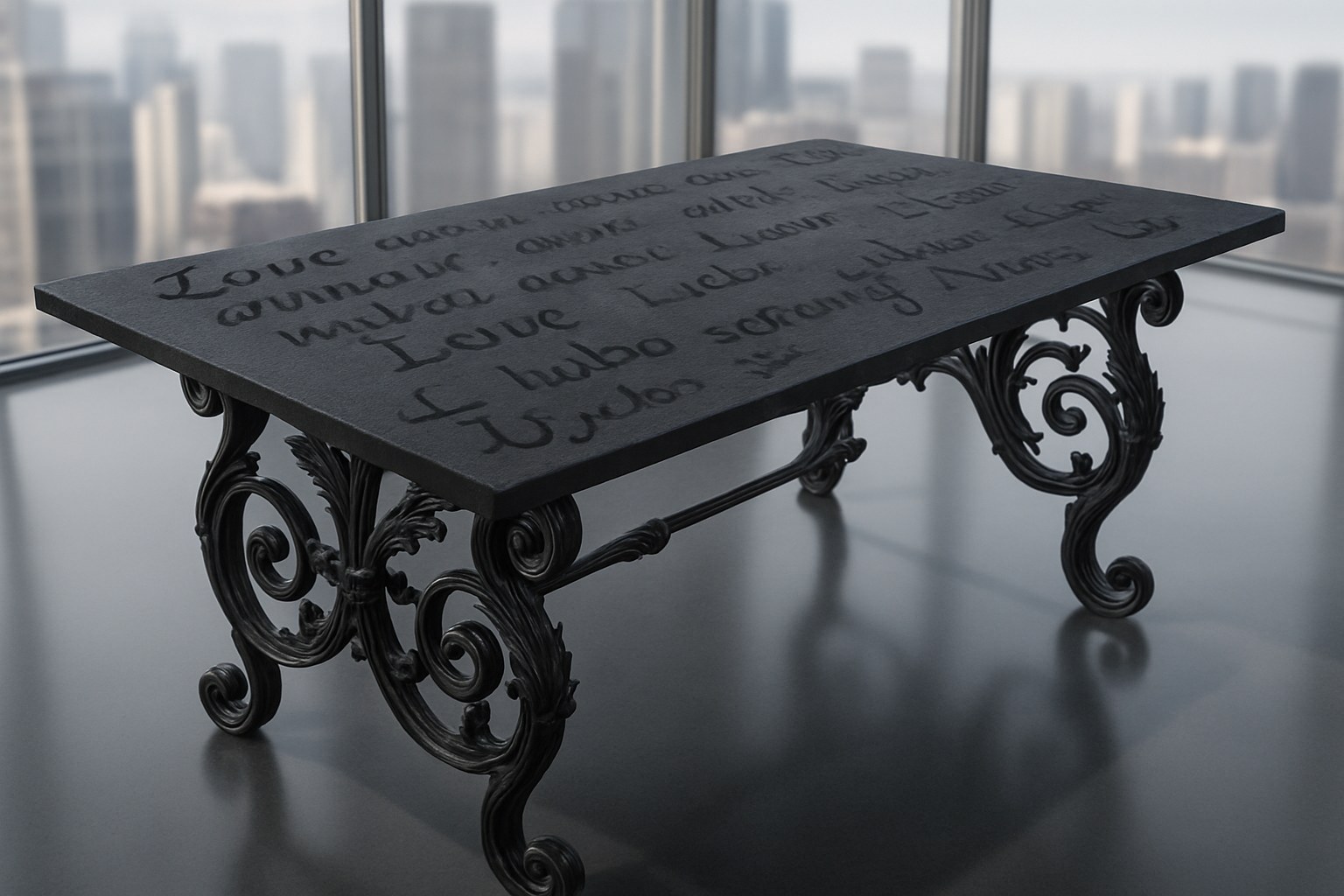 Furniture — Black Ornate Dining Table