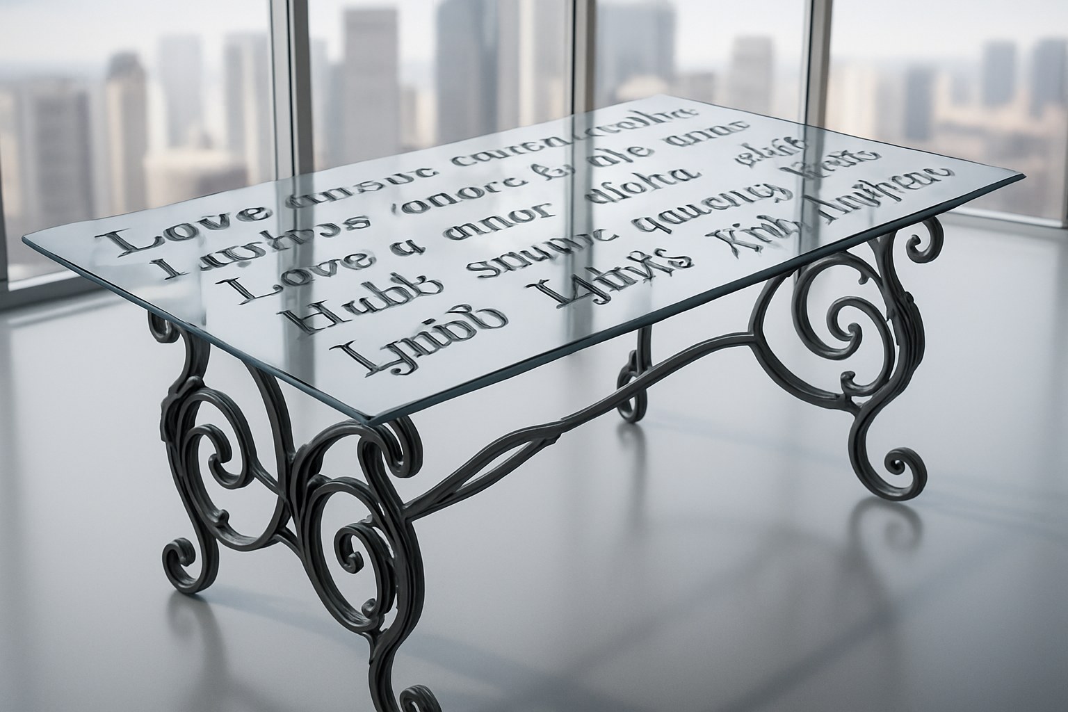 Furniture — Calligraphy Glass Dining Table