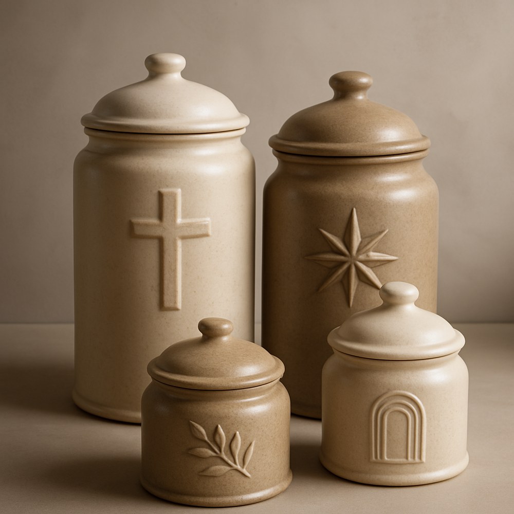 Furniture — Embossed Ceramic Canister Set