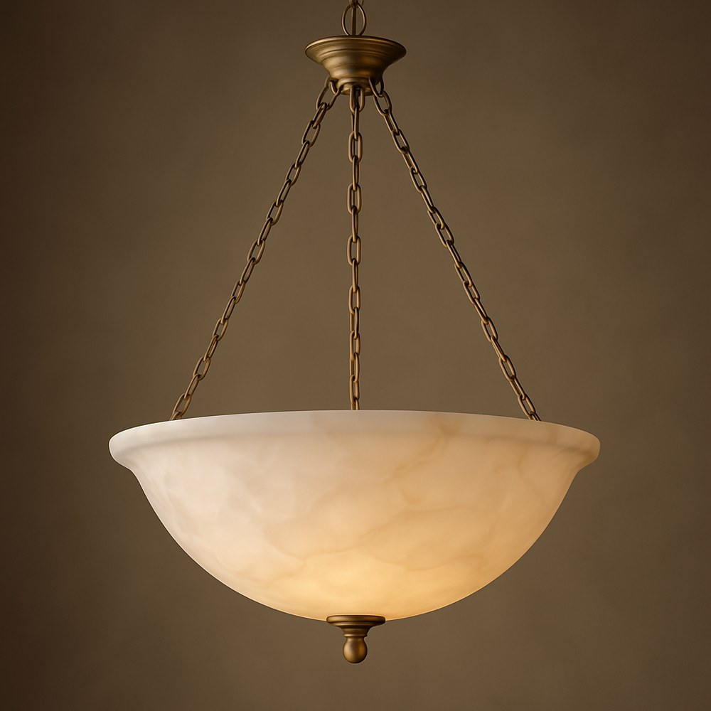 Lighting — Alabaster Bowl Pendant Chandelier