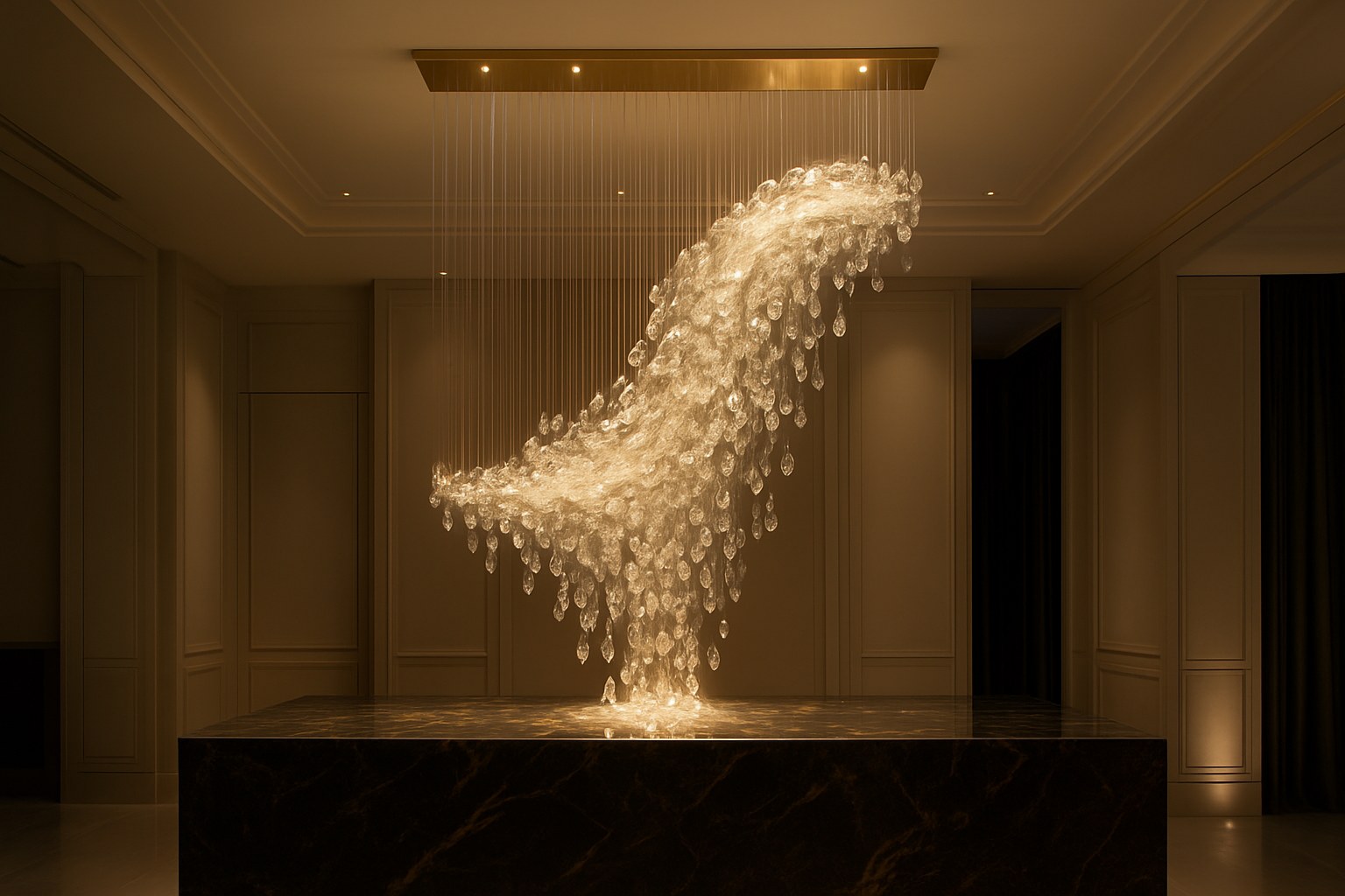 Lighting — Sculptural Glass Drop Chandelier