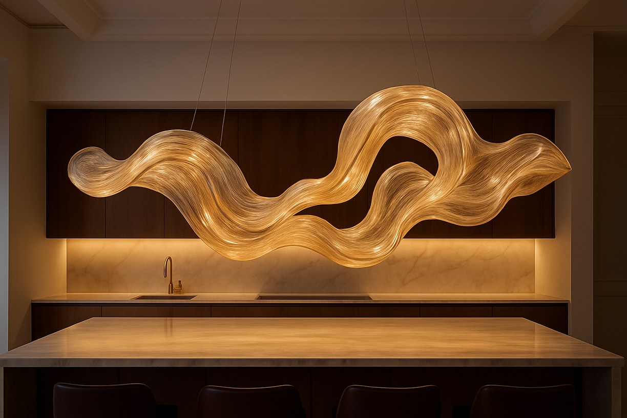 Lighting — Sculptural Wave Pendant Light
