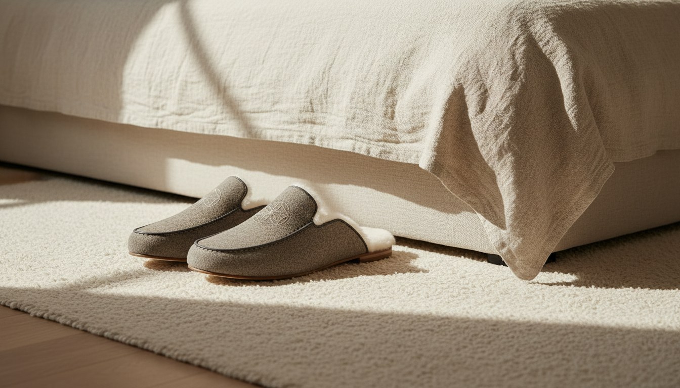 Loungewear — Shearling Lined Suede Slippers