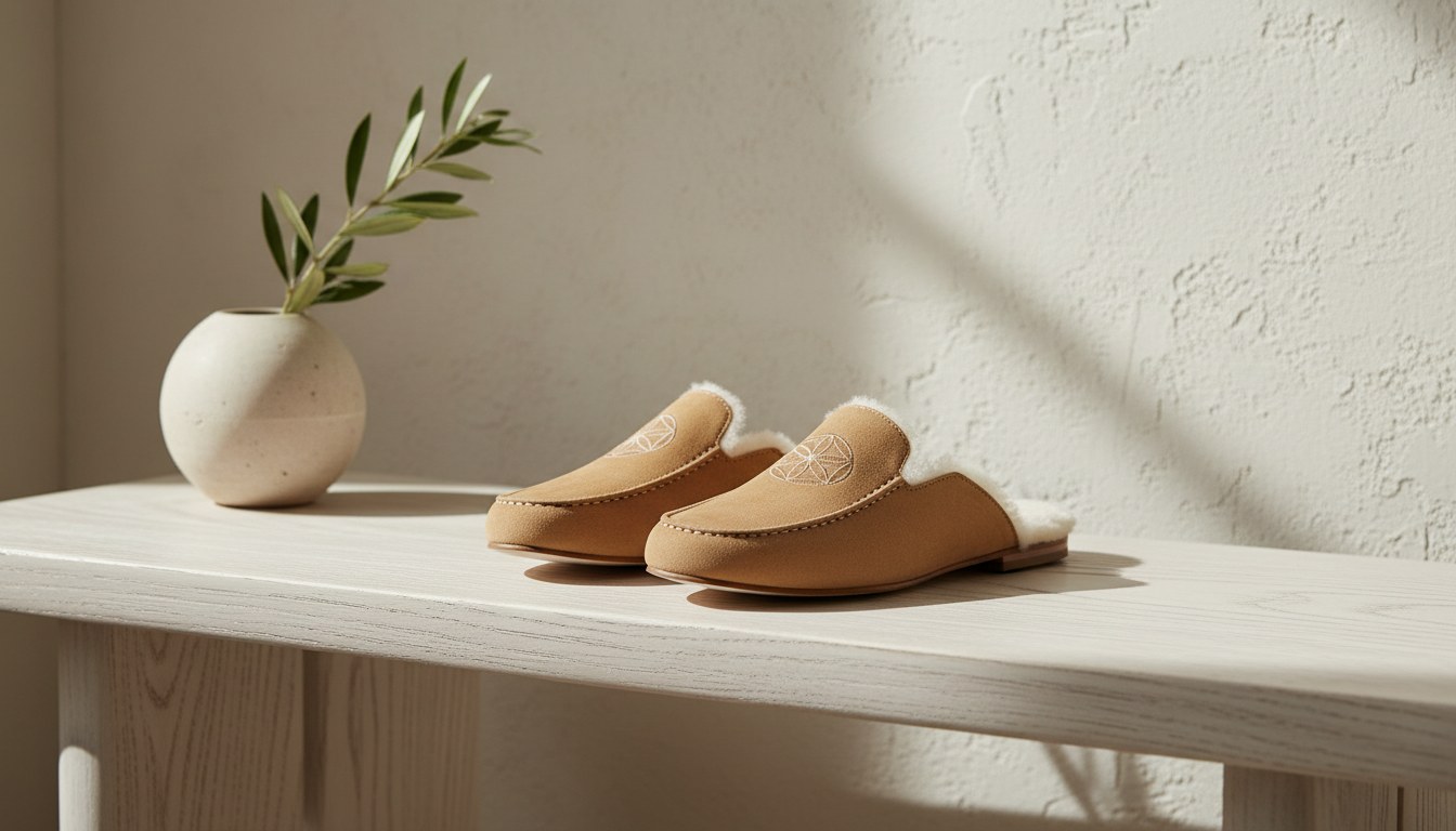 Loungewear — Suede Shearling Slippers