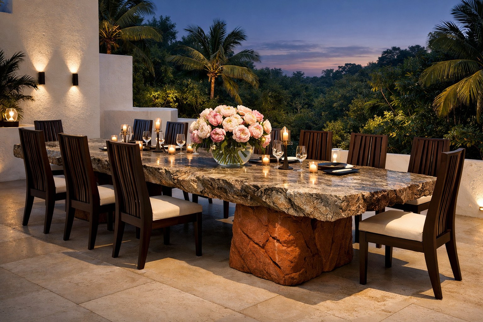 Outdoor — Stone Outdoor Dining Table