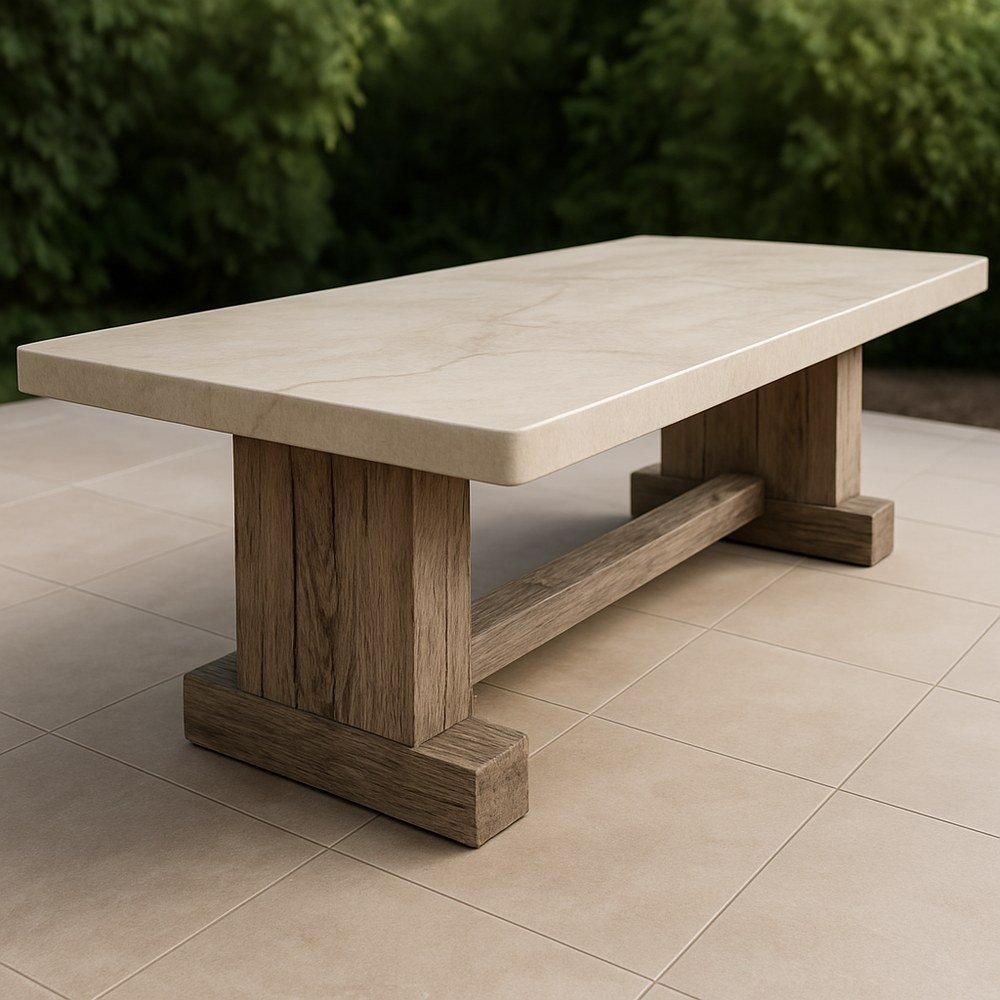 Outdoor — Stone Trestle Dining Table