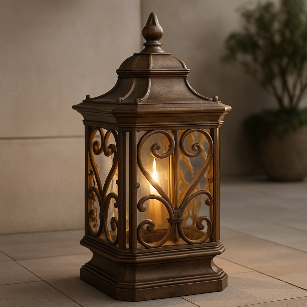 Outdoor — Ornate Bronze Pillar Lantern