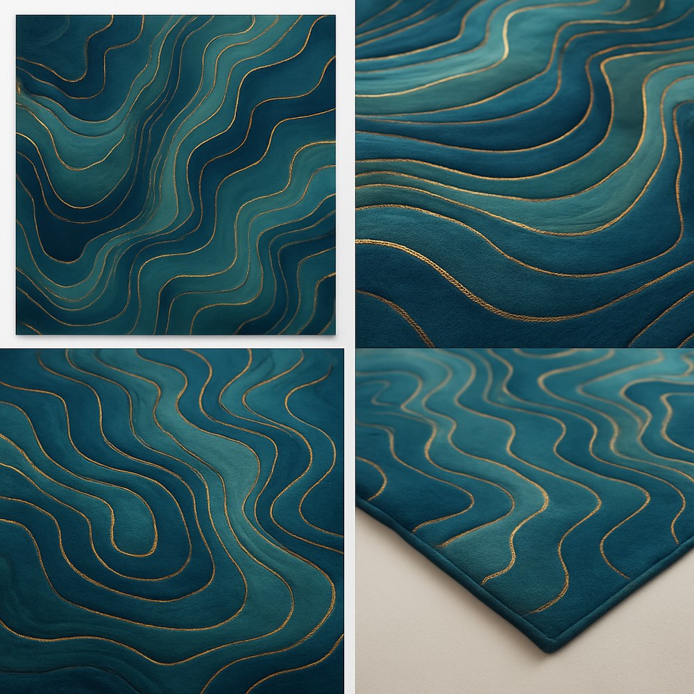 Rugs — Teal Wave Pattern Rug