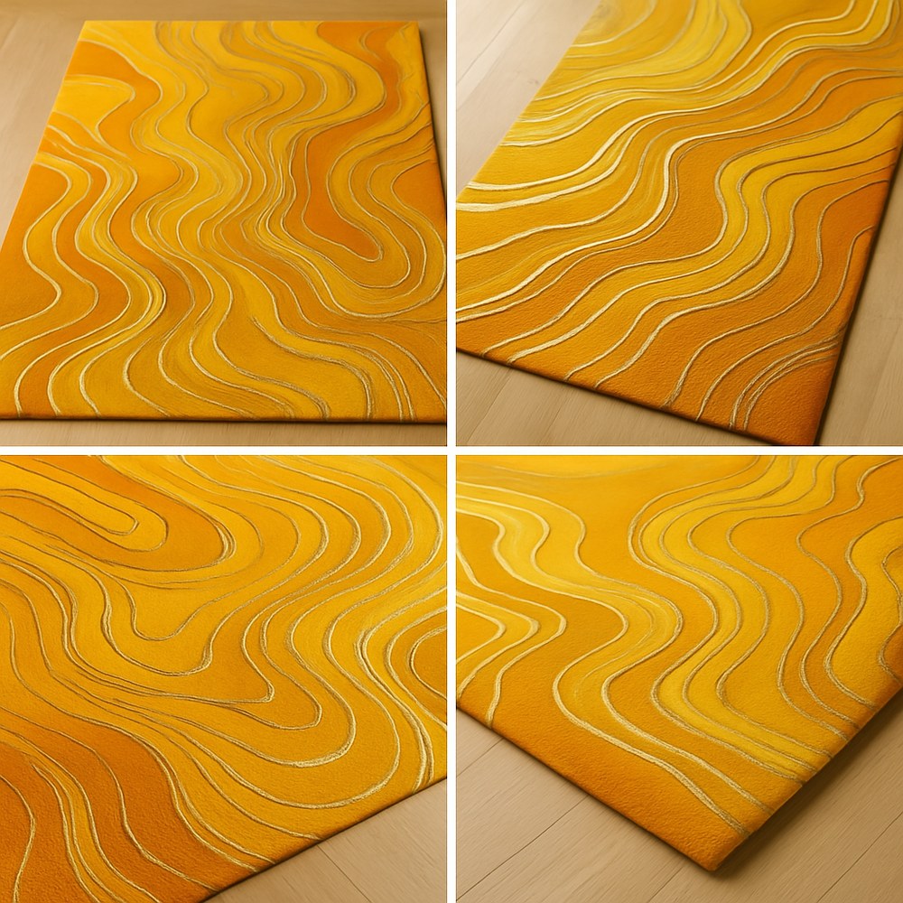 Rugs — Yellow Wavy Textured Rug
