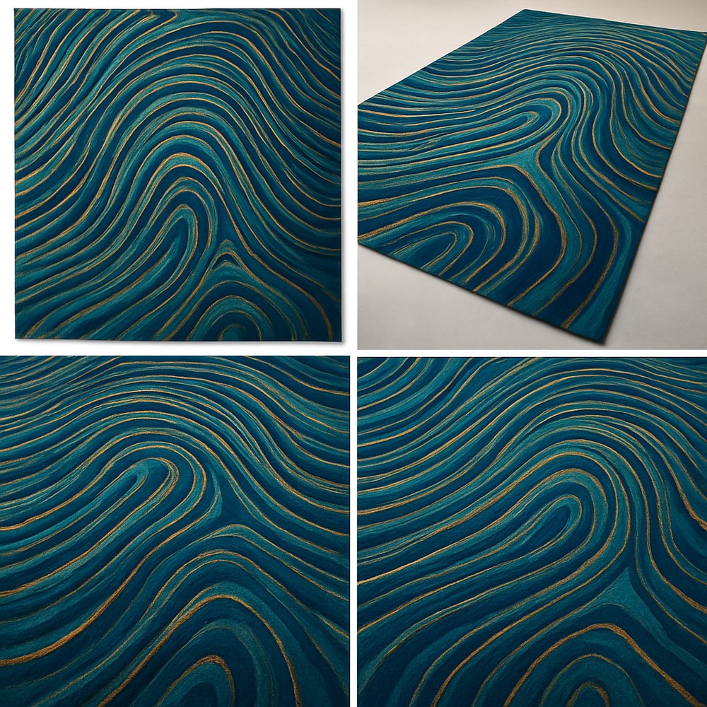 Rugs — Teal Wave Area Rug