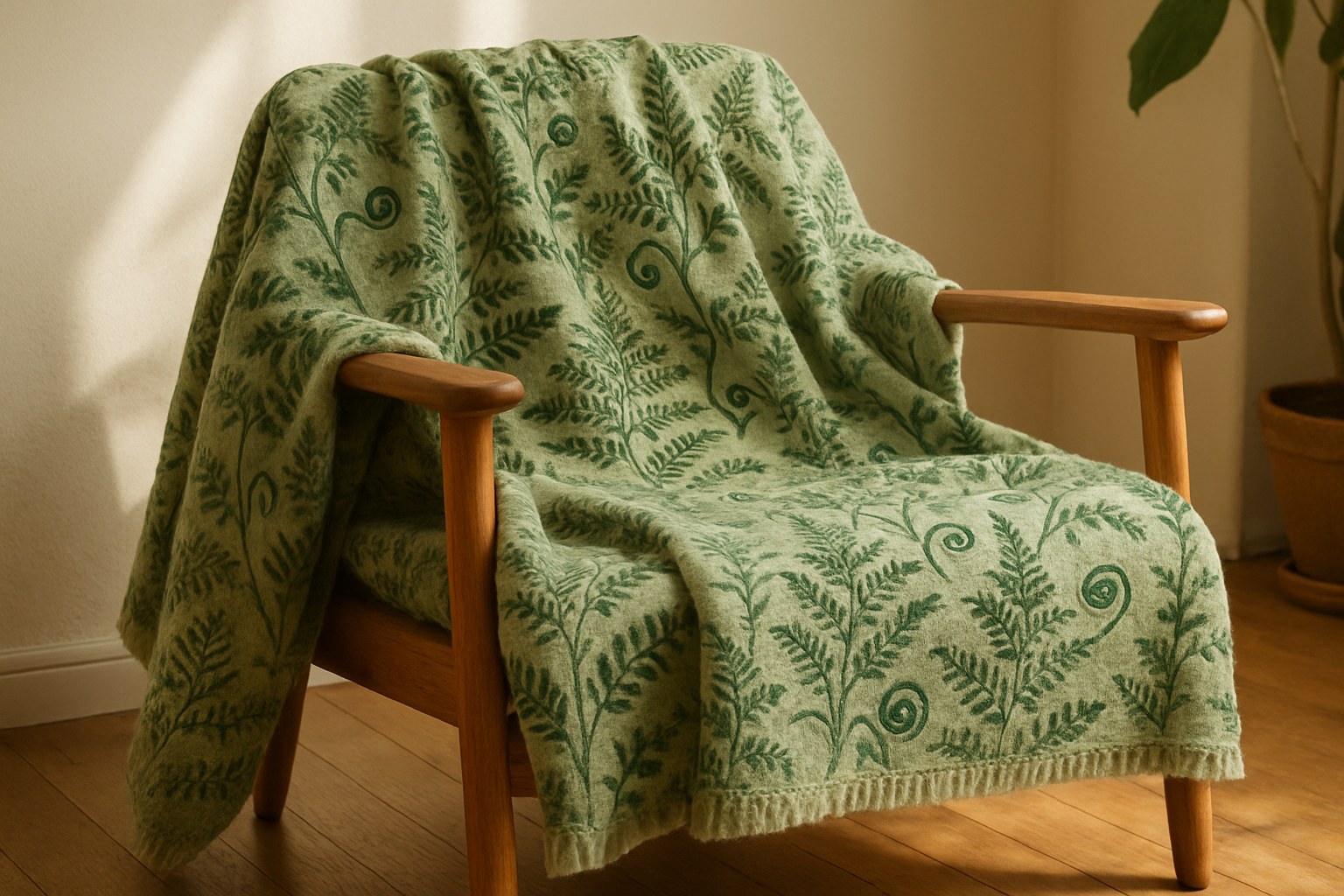 Textiles — Fern Pattern Throw Blanket