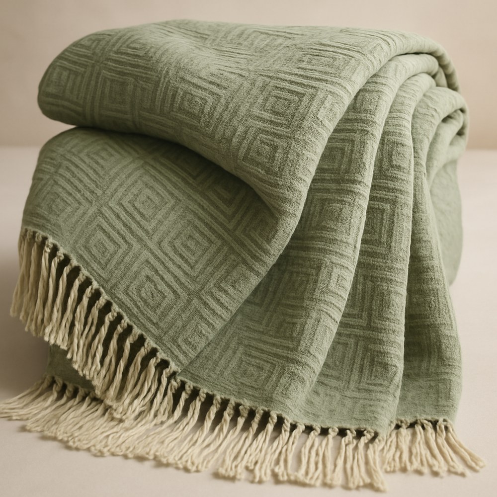 Textiles — Sage Geometric Throw Blanket