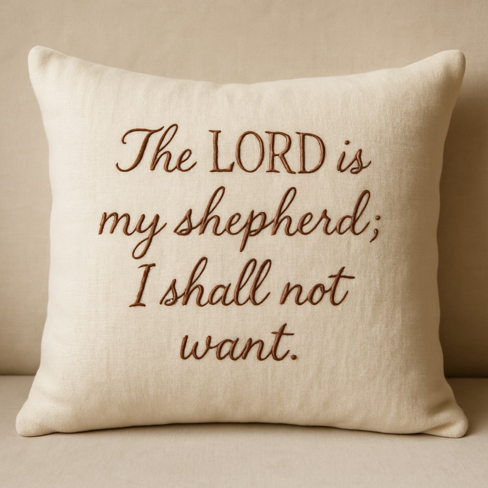 Textiles — Embroidered Scripture Throw Pillow