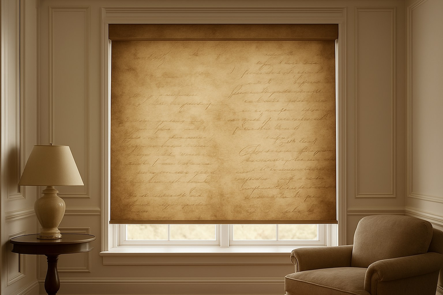 Textiles — Vintage Script Roller Shade